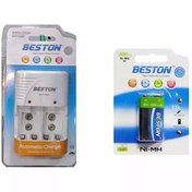 تصویر شارژر باتری بستون مدل C802 به همراه باتری کتابی قابل شارژ 300 میلی آمپر 