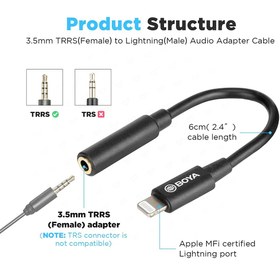 تصویر مبدل میکروفون لایتنینگ بویا مدل BY-K3 BOYA by-K3 Lightning to 3.5mm (female) Audio Adapter