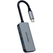 تصویر هاب 3 در 1 پورودو Porodo 3 in 1 Aluminum USB-C HUB PD-4K31C-GY 