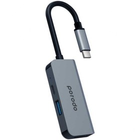 تصویر هاب 3 در 1 پورودو Porodo 3 in 1 Aluminum USB-C HUB PD-4K31C-GY 