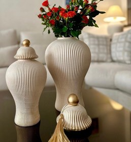 تصویر جینجر جار های مدرن کدکالا ۱۸۳ - سایزکوچک؛کرم،طلایی 