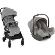 تصویر ست کالسکه و کریر توریست طوسی جویی Tourist Joie & I snug 2 