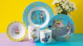 تصویر سرویس چینی زرین 1 نفره کودک باب اسفنجی (5 پارچه) Zarin Iran ItaliaF Sponge-Bob 5 Pieces Porcelain Kid Dinnerware Set