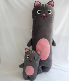 تصویر بالش بغلی عروسکی بزرگ گربه (مخمل با کیفیت ) ابعاد 140×60 