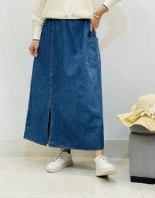 تصویر دامن جین بغل چاکدار چهارفصل 