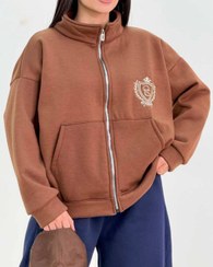 تصویر سویشرت جلو زیپ دار دورس تو کرکی زنانه- کد ۱۲۱۹ 