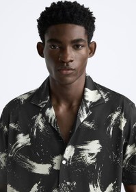 تصویر پیراهن مردانه آستین کوتاه اورجینال زارا مدل ZARA ABSTRACT PRINT STRETCH SHIRT 