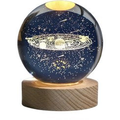 تصویر چراغ خواب گوی کریستالی طرح منظومه شمسی سایز ۸ سانتی 