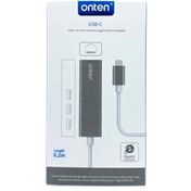 تصویر هاب و تبدیل اونتن مدل ONTEN Type-c TO USB 3.0 HUB With Ethernet OTN-9593 