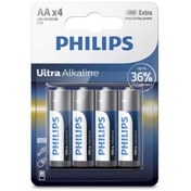 تصویر باتری آلکالاین فیلیپس Ultra Alkaline AA LR6E4B/97 بسته 4 عددی 