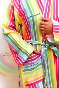 تصویر ست 4 تیکه حوله نخی یزدی طرح جذاب رنگین کمانی 