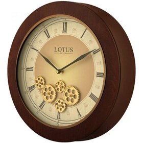 تصویر ساعت دیواری چوبی چرخ دنده ای لوتوس مدل 400405 