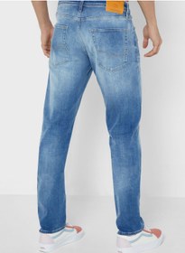 تصویر شلوار جین تنگ با رنگ روشن برند jack & jones Light Wash Slim Fit Jeans