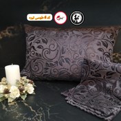 تصویر روبالشی مخمل پودینه بافت اعلا برند خوشنام هگمتان - 3 جفت (شش عدد) / طوسی پر رنگ 