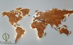 تصویر نقشه جهان چوبی(چوب طبیعی) 