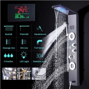 تصویر پنل دوش هوشمند PING حمام مدل AquaLuxe 360 | لوکس با ماساژور و نمایشگر دیجیتال - نوک مدادی English Title: PING AquaLuxe 360 – Luxury Smart Shower Panel with Massage Jets & Digital Display