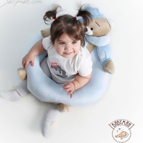 تصویر مبل پشتیبان کودک خرس تدی رنگ آبی 