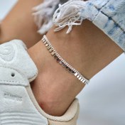 تصویر پابند برنجی طرح آویزدار مربع و دایره 