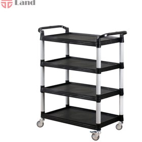 تصویر ترولی 4 طبقه تخت مشکی Trolley with 4 flat beds, black