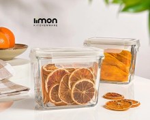 تصویر ظرف شیشه ای درب دار ۹۲۰ میل لیمون ۲۱۵۳ 