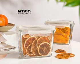 تصویر ظرف شیشه ای درب دار ۹۲۰ میل لیمون ۲۱۵۳ 