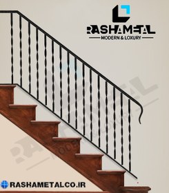 تصویر نرده فلزی سارینا (کد 116) - مشکی ُSarina Metal Baluster staircase (twisted code 116)