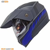 تصویر کلاه کاسکت فک متحرک اندرویی EK مشکی آبی G6 helmet moving jaw Android EK black blue G6
