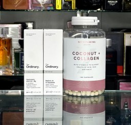 تصویر پک ۳عددی «کپسول کوکونات کلاژن مای ویتامینز 180 عددی» و«سرم ضد چروک رتینول 1 درصد دی30 میل» و«سرم آبرسان و ضد لک آلفا آربوتین 2% + هیالورونیک اسید حجم 30 میل» 