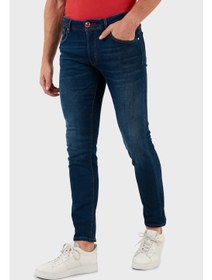 تصویر شلوار جین مردانه کتان با کمر معمولی و فیت باریک 629J018007 برند exxe Cotton Normal Waist Slim Fit Jeans Men's Denim Trousers 629J018007