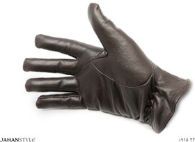 تصویر دستکش چرم طبیعی مردانه قهوه‌ای تیره 