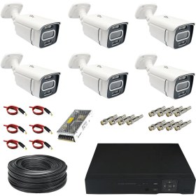 تصویر پکیج ۶ عددی دوربین مداربسته ۵ مگاپیکسل فول اچ دی تشخیص چهره و پلاک خوان 