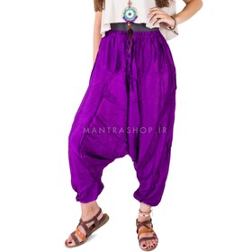 تصویر شلوار فاق بلند هندی رنگ بنفش ساده 