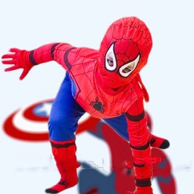 تصویر ست لباس مرد عنکبوتی مدل پارچه کشی طرح عضلانی Spider-man clothing set with muscular design