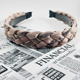 تصویر تل سر بافت نگینی - مشکی 