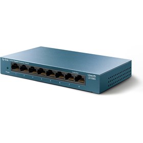 تصویر سوئیچ 8 پورت گیگابیتی و دسکتاپ تی پی لینک مدل LS108G TP-Link LS108G 8-Port 10/100/1000Mbps Desktop Network Switch