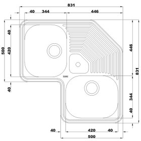 تصویر سینک توکار استیل البرز مدل 540 دو لگن 