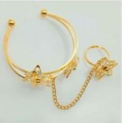 تصویر دستبند انگشتری بچگانه مدل تمیمه طرح گل 