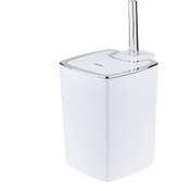 تصویر سطل و برس توالت کویین رنگ سفید و طلایی 