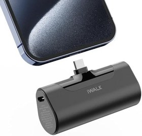 تصویر شارژر کوچک قابل حمل iWALK USB C با ظرفیت 4500 میلی آمپر ساعت، پاوربانک کوچک فوق فشرده سازگار با Samsung Galaxy Z Flip3,S21,S20,S10,S9,S8,Note 21/20/10/9/8,Moto Z3/2,LG V35/G8 /7، Pixel 6 Pro/4، مشکی 