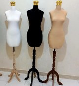 تصویر مانکن مزونی ویترینی با پایه طلایی 