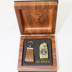 تصویر ست هدیه چرمی لوکس جاكارتى فندك ساعتى کد 316 