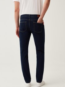 تصویر شلوار جین کتان نازک با بافت متقاطع برند ovs Slim-fit cross-hatch cotton jeans