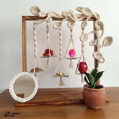 تصویر استند هفت سین مکرومه بافی به همراه آینه 