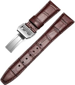 تصویر TTUCFA Watch Bracelet For IWC PILOT WATCHES PORTOFINO PORTUGIESER Men Strap Watch Accessorie Real Leather Watch Band Watch Belt Chain (Color : Brown-Silver Clasp2, Size : 20mm) 