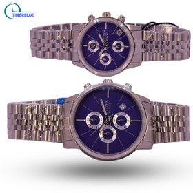 تصویر ساعت مچی ست سیتیزن رویال کرنوگراف صفحه سرمه ای| بند رولکسی استیل CITIZEN ROYAL SET WATCH