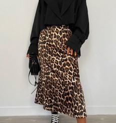 تصویر دامن ساتن پلنگی 