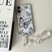 تصویر قاب پروانه کریستالی همراه آویز مناسب برای گوشی موبایل شیائومی ردمی Xiaomi Redmi Note 11S / Note 11 4G / Note 11 Pro / Note 13 4G / Note 13 Pro 4G / Note 14 4G / Note 14 Pro 4G 