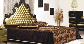 تصویر سرویس خواب چوب مدل سلطنتی طلایی 
