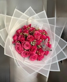 تصویر دسته گل رز صورتی 