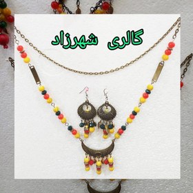 تصویر گردنبند رولباسی و گوشواره 